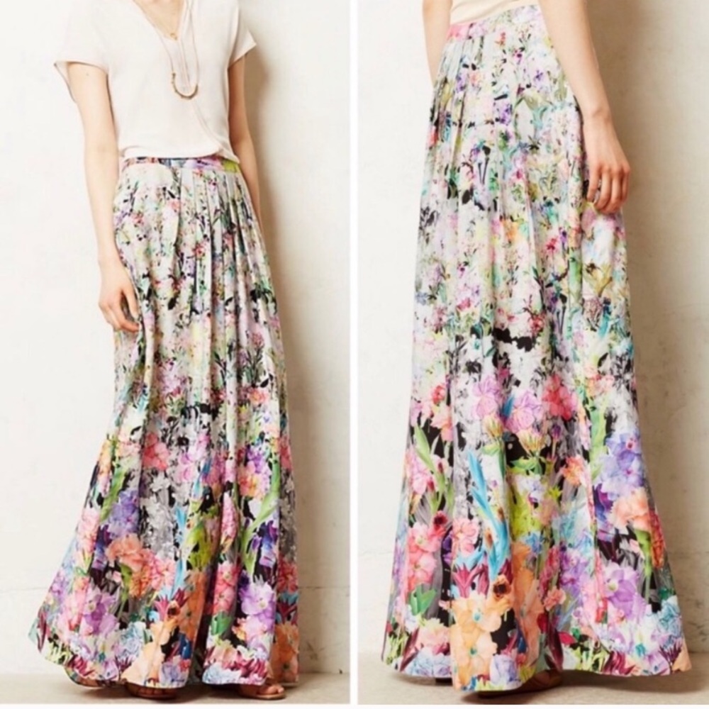 Final Sale Anthropologie Floral Maxi Skirt - Multicolor
